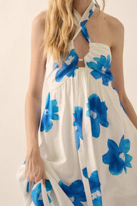 Beauty Awaits Floral Cross-Front Halter Maxi Dress - ShopPromesa