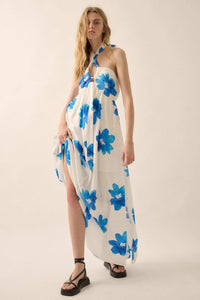 Beauty Awaits Floral Cross-Front Halter Maxi Dress - ShopPromesa