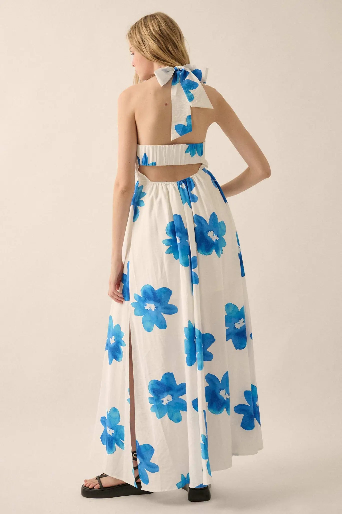 Beauty Awaits Floral Cross-Front Halter Maxi Dress - ShopPromesa