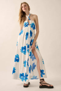 Beauty Awaits Floral Cross-Front Halter Maxi Dress - ShopPromesa