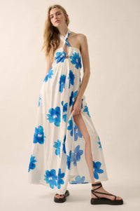 Beauty Awaits Floral Cross-Front Halter Maxi Dress - ShopPromesa