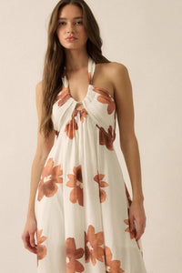 Beauty Awaits Floral Cross-Front Halter Maxi Dress - ShopPromesa