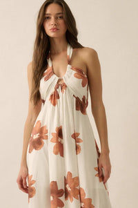 Beauty Awaits Floral Cross-Front Halter Maxi Dress - ShopPromesa
