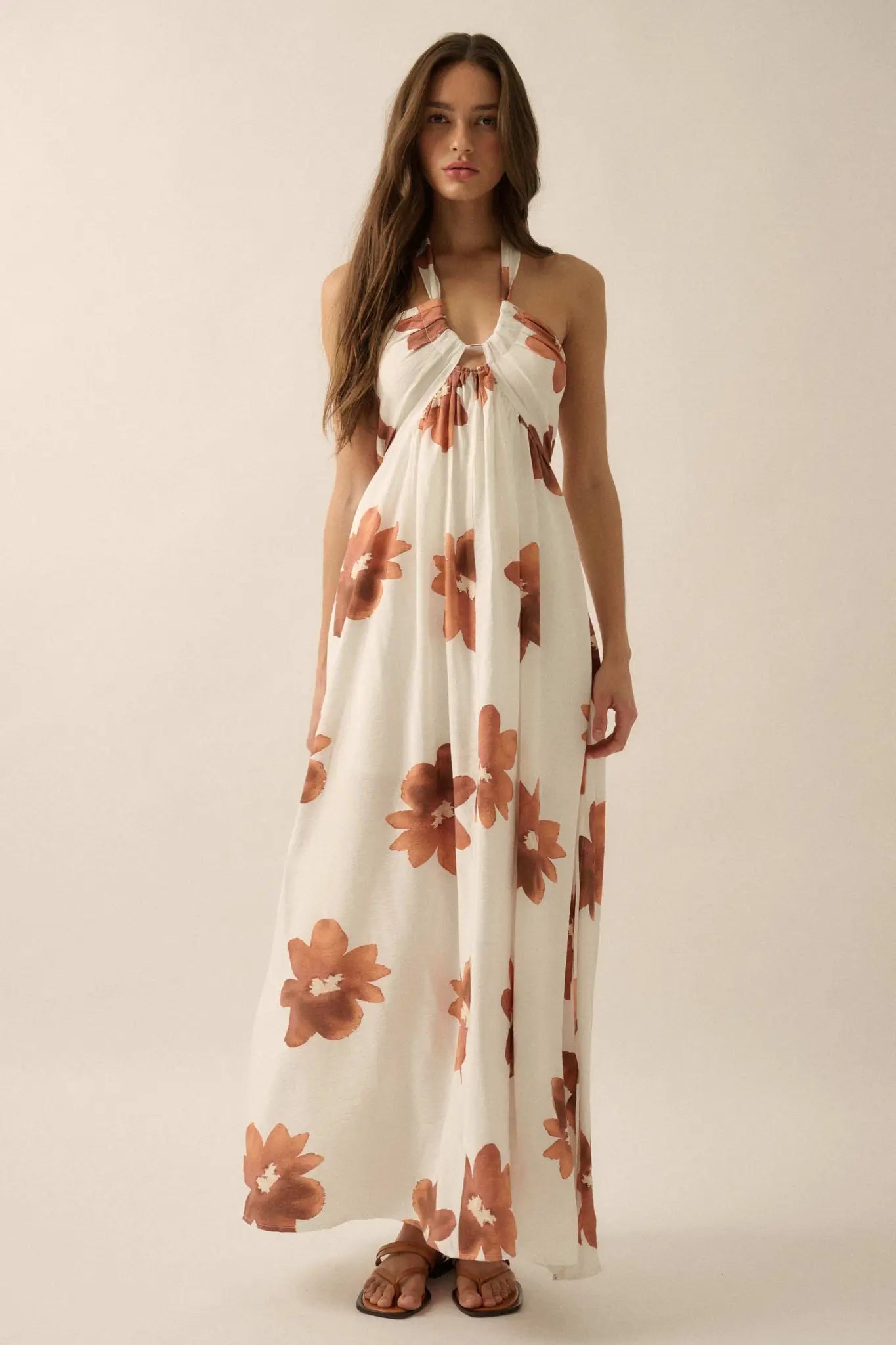 Beauty Awaits Floral Cross-Front Halter Maxi Dress - ShopPromesa