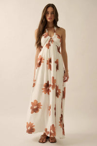 Beauty Awaits Floral Cross-Front Halter Maxi Dress - ShopPromesa
