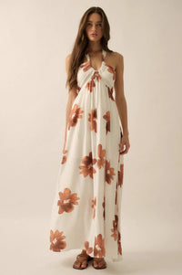 Beauty Awaits Floral Cross-Front Halter Maxi Dress - ShopPromesa