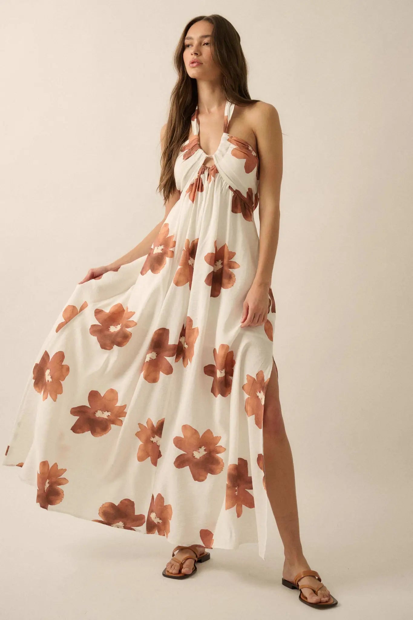 Beauty Awaits Floral Cross-Front Halter Maxi Dress - ShopPromesa