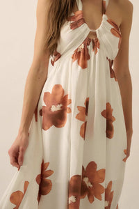 Beauty Awaits Floral Cross-Front Halter Maxi Dress - ShopPromesa