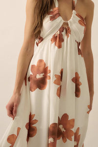 Beauty Awaits Floral Cross-Front Halter Maxi Dress - ShopPromesa
