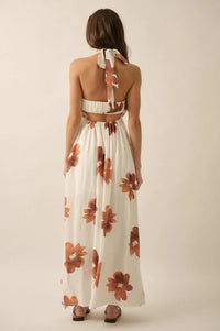 Beauty Awaits Floral Cross-Front Halter Maxi Dress - ShopPromesa