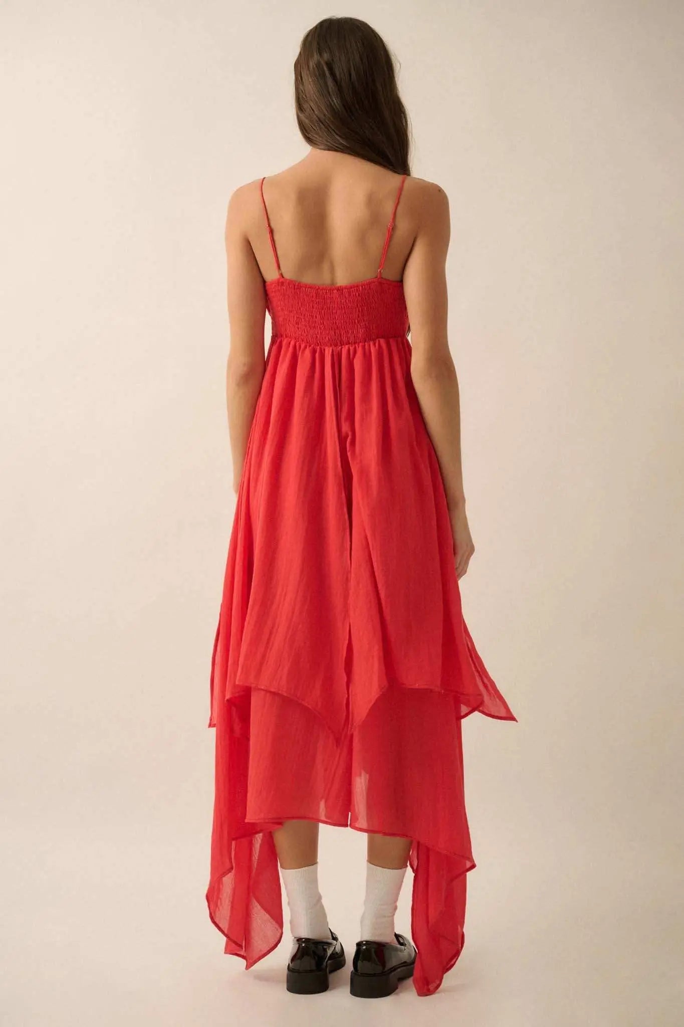 Floating Free Layered Handkerchief Maxi Dress Cream / S Floating Free Layered Handkerchief Maxi Dress Cream / S