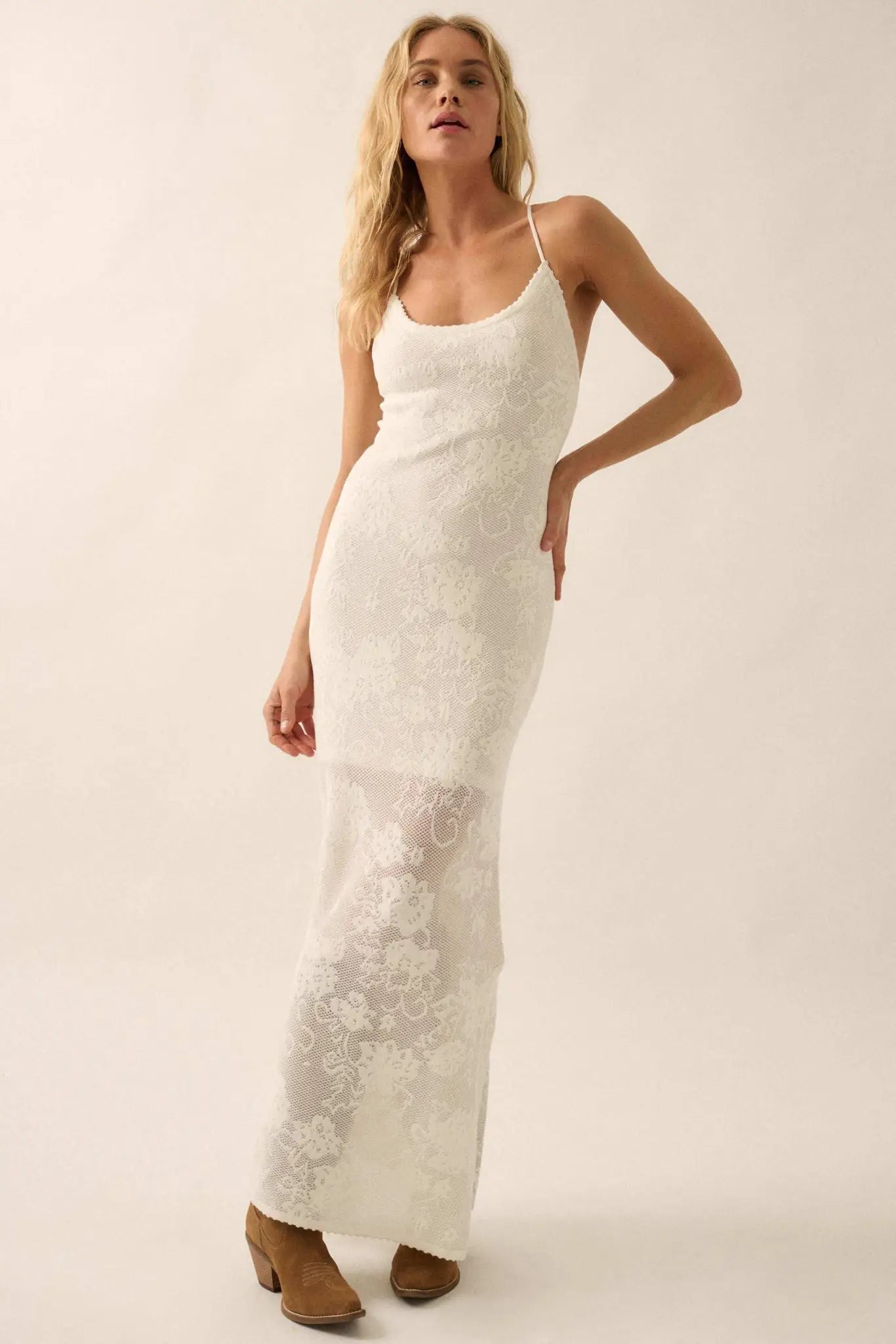 Passionate Petals Floral Lace Halter Maxi Dress - ShopPromesa