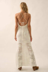 Passionate Petals Floral Lace Halter Maxi Dress - ShopPromesa