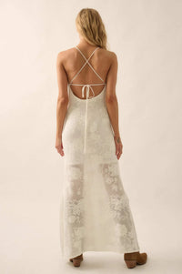 Passionate Petals Floral Lace Halter Maxi Dress - ShopPromesa