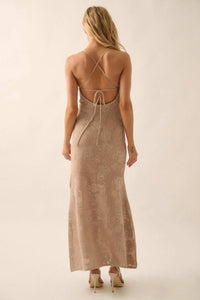 Passionate Petals Floral Lace Halter Maxi Dress - ShopPromesa