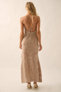 Passionate Petals Floral Lace Halter Maxi Dress - ShopPromesa