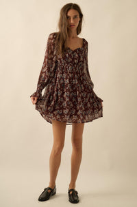 Blooming Fields Floral Chiffon Peasant Mini Dress - ShopPromesa