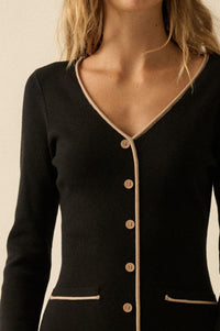 Uptown Girl Button-Detail Rib-Knit Midi Dress - ShopPromesa