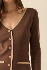 Uptown Girl Button-Detail Rib-Knit Midi Dress - ShopPromesa