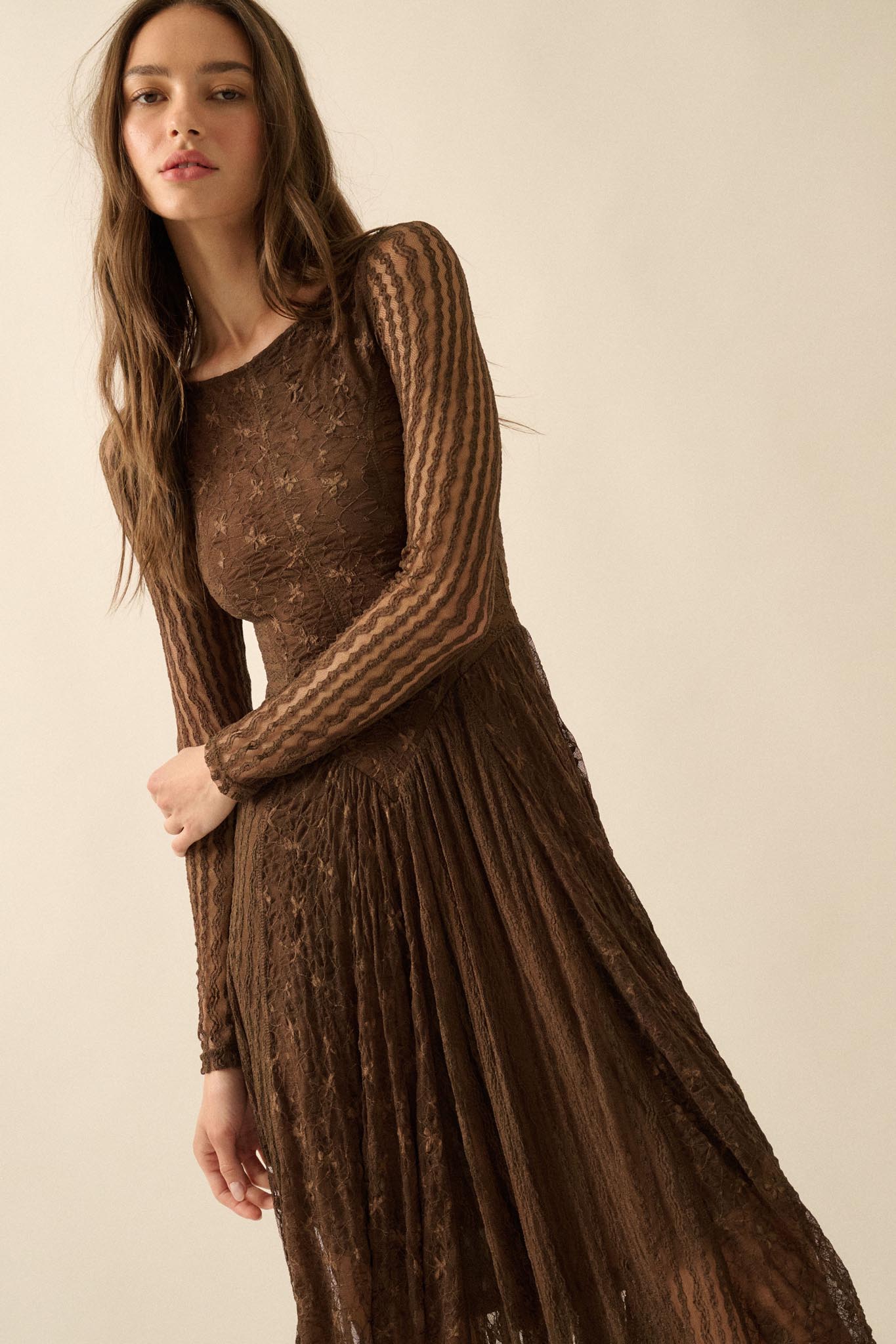 Divine Beauty Paneled Lace Handkerchief Midi Dress Divine Beauty Paneled Lace Handkerchief Midi Dress