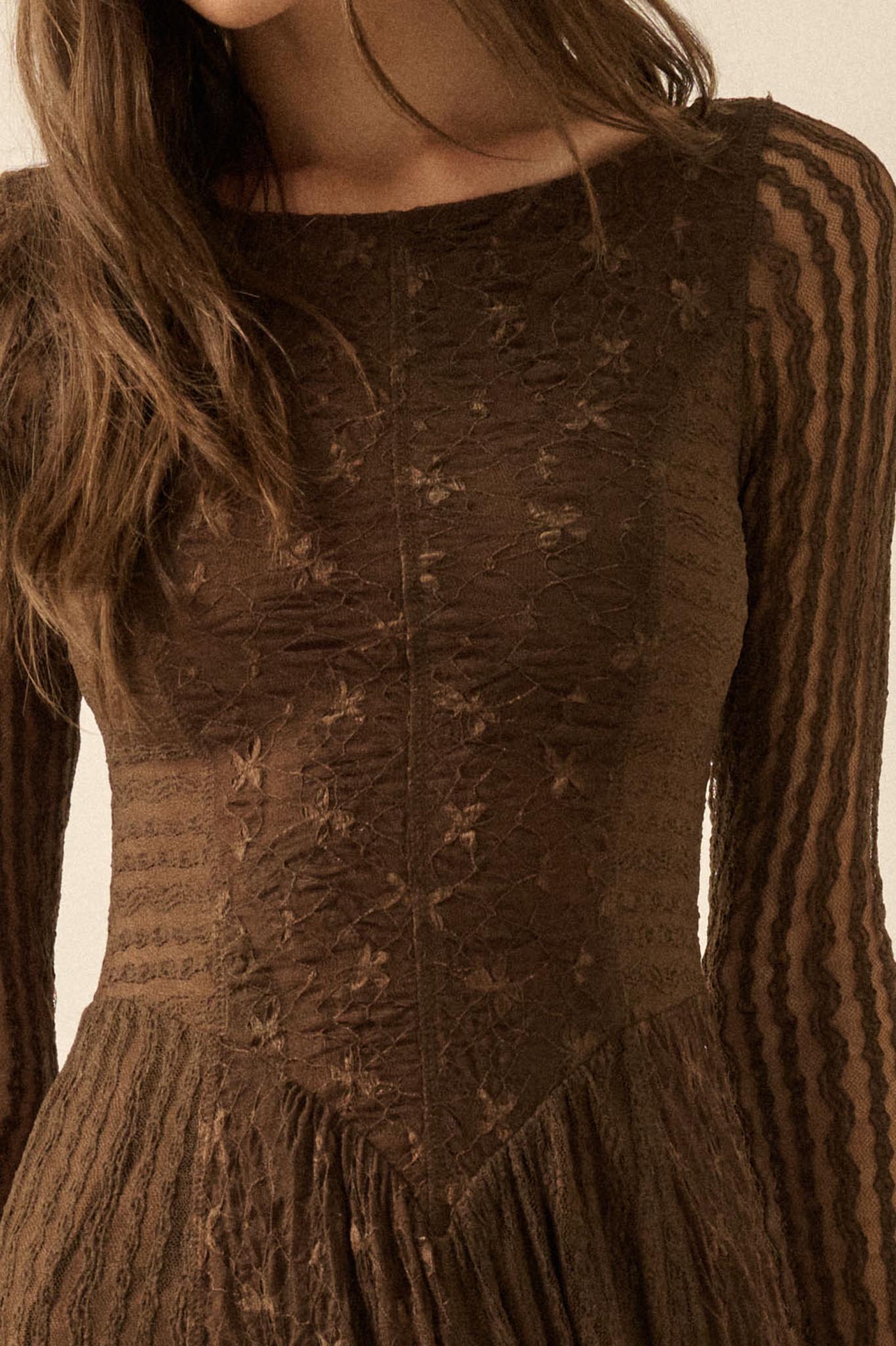 Divine Beauty Paneled Lace Handkerchief Midi Dress - ShopPromesa