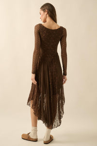 Divine Beauty Paneled Lace Handkerchief Midi Dress - ShopPromesa