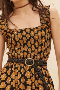 Vintage Blooms Floral Smocked Midi Dress - ShopPromesa