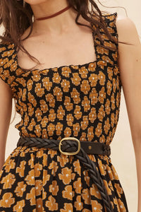 Vintage Blooms Floral Smocked Midi Dress - ShopPromesa