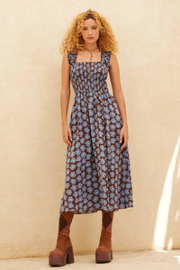 Vintage Blooms Floral Smocked Midi Dress - ShopPromesa