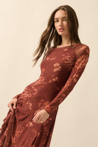 Spice of Life Floral Mesh Paneled Midi Dress - ShopPromesa