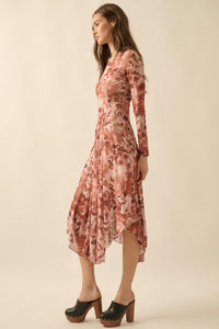 Stellar Stems Floral Mesh Drop-Waist Midi Dress - ShopPromesa