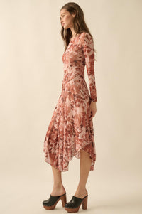 Stellar Stems Floral Mesh Drop-Waist Midi Dress - ShopPromesa