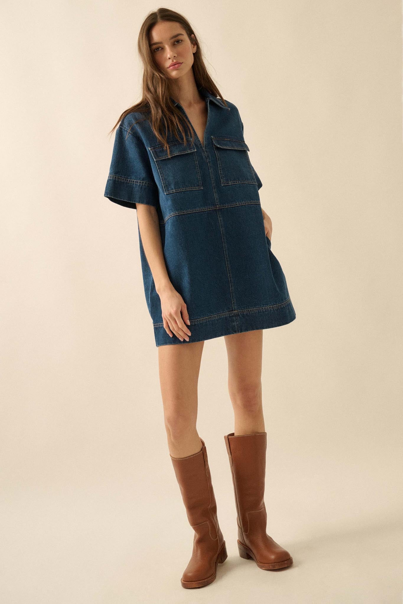 Living Proof Denim Mini Tunic Shirt Dress - ShopPromesa
