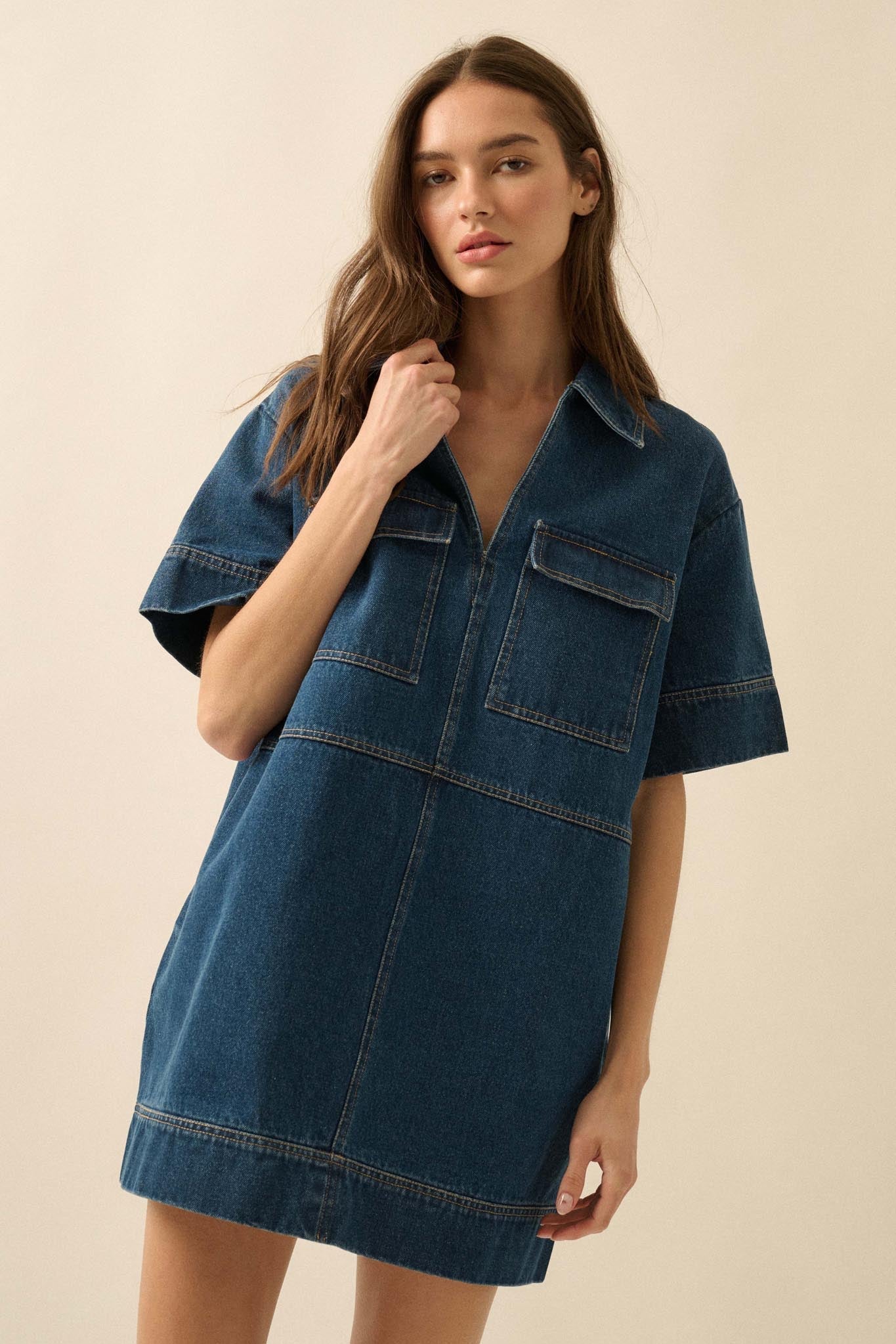 Living Proof Denim Mini Tunic Shirt Dress - ShopPromesa