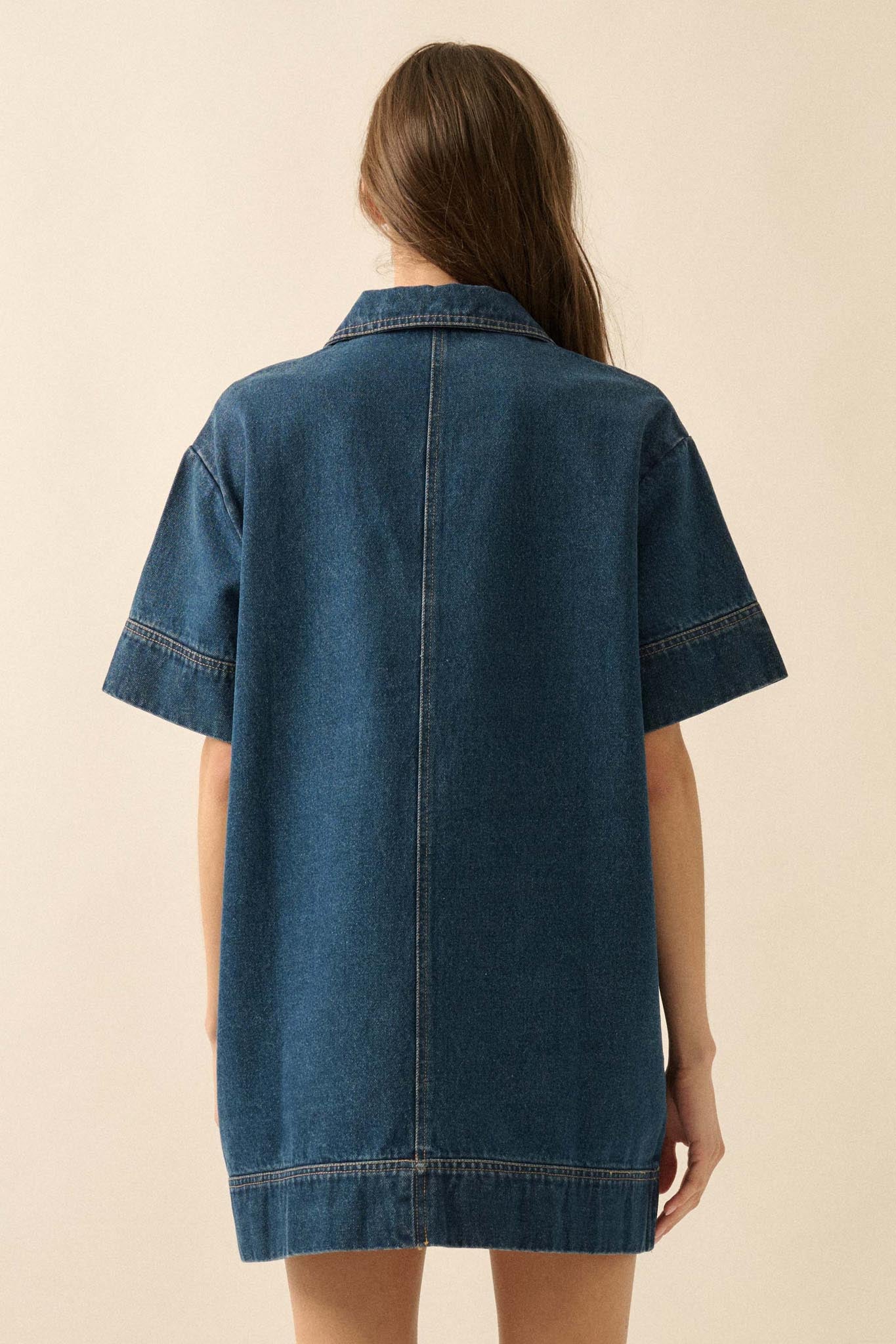 tunic shirt dress Living Proof Denim Mini Tunic Shirt Dress Denim Blue / L