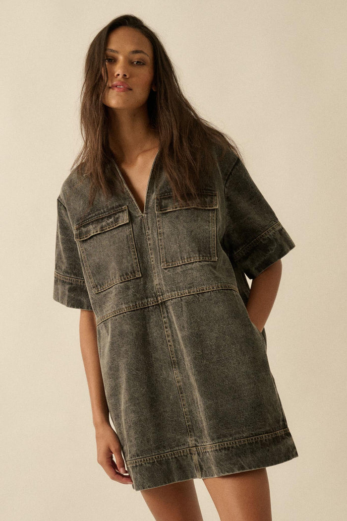 Living Proof Denim Mini Tunic Shirt Dress - ShopPromesa