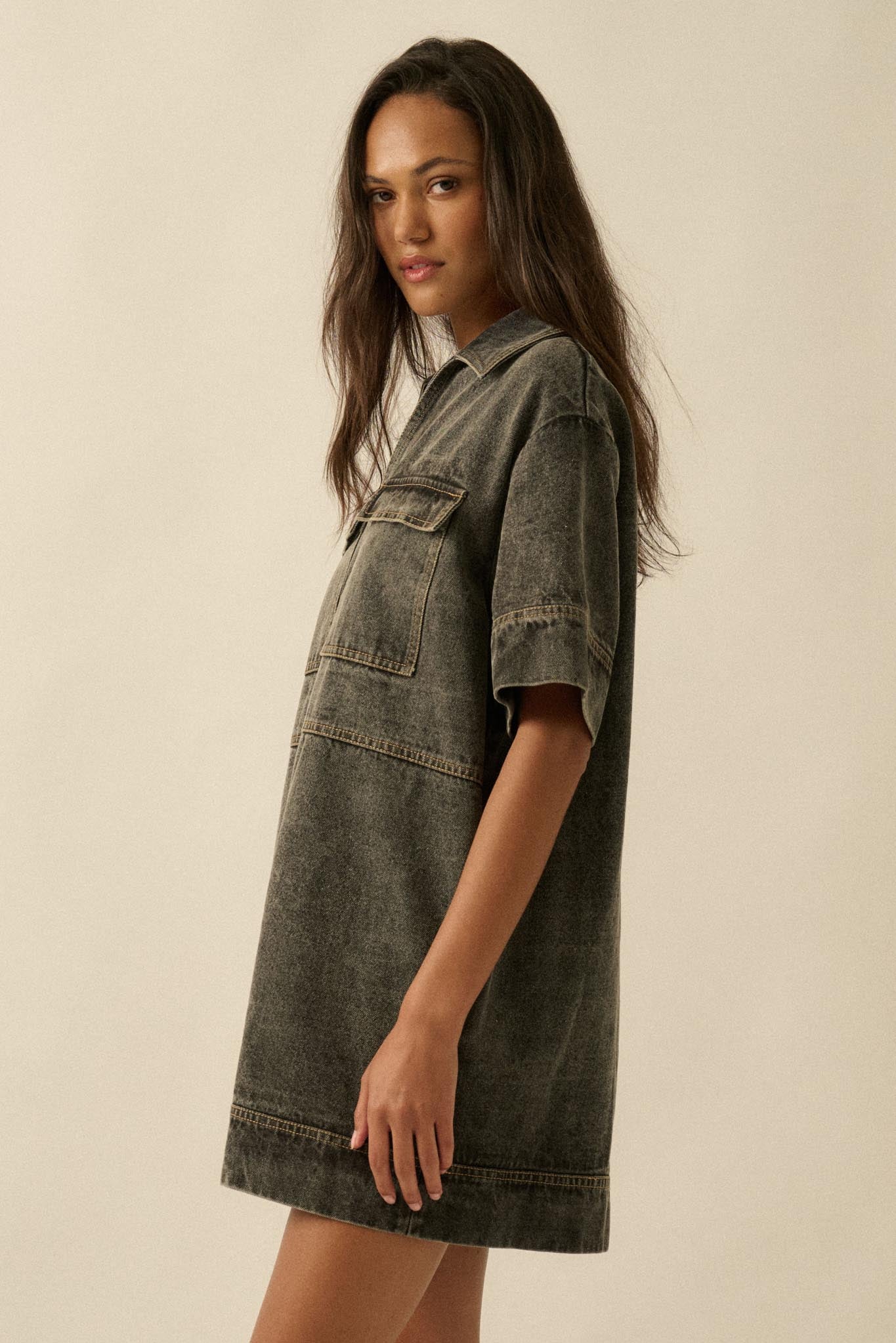 Living Proof Denim Mini Tunic Shirt Dress - ShopPromesa