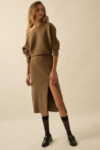 Make It Happen One-Shoulder Midi Sweater Dress - ShopPromesa