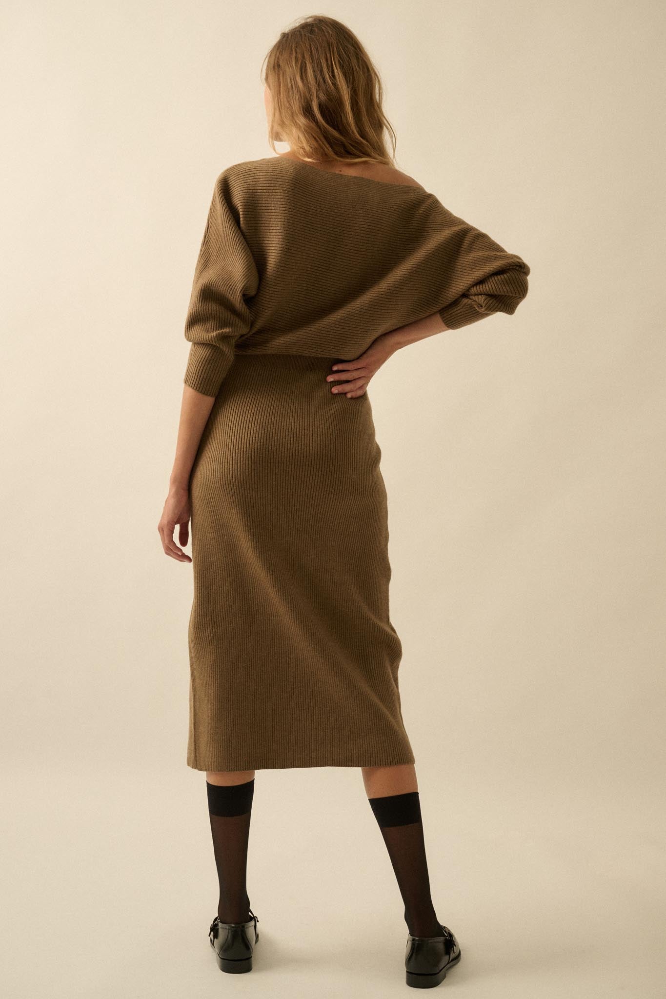 Make It Happen One-Shoulder Midi Sweater Dress - ShopPromesa