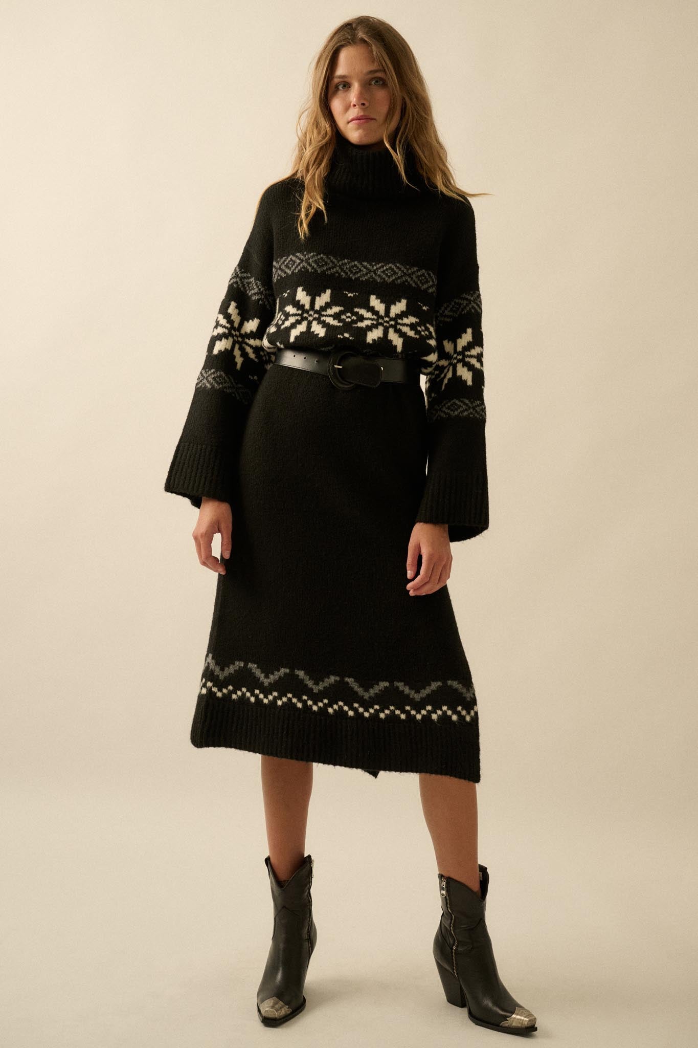 Mountain High Alpine-Knit Midi Sweater Dress - ShopPromesa