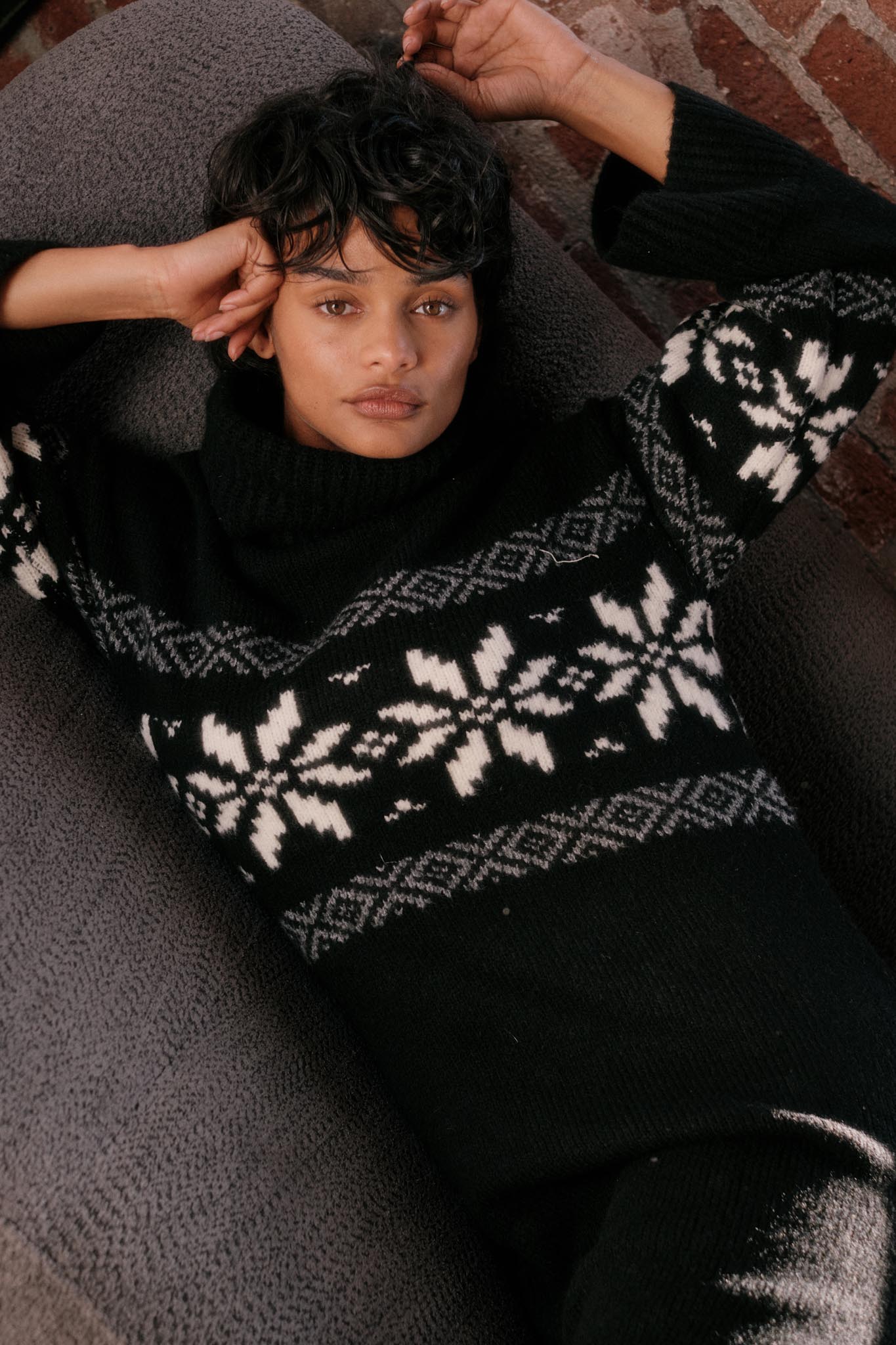 Mountain High Alpine-Knit Midi Sweater Dress