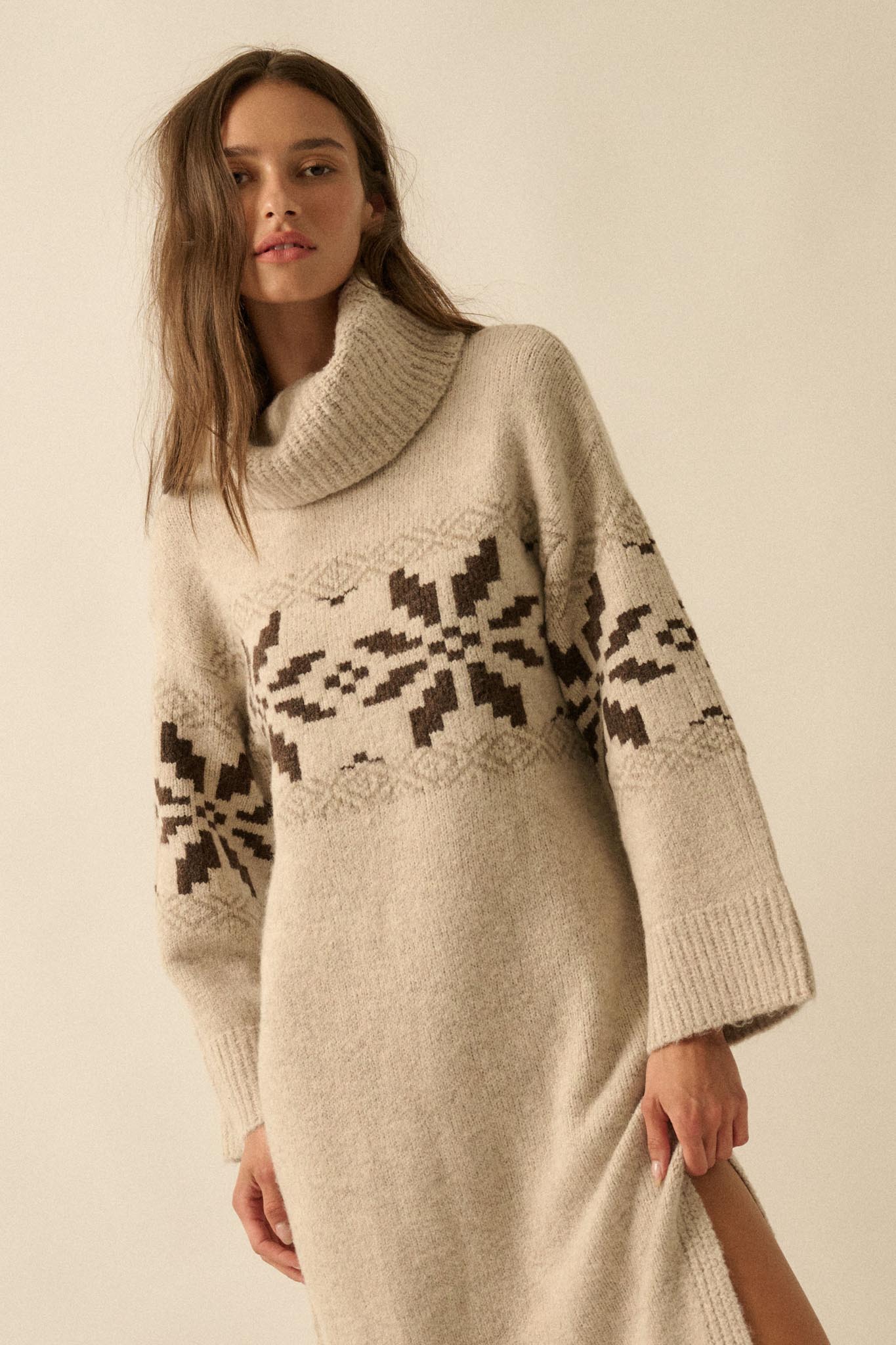 Mountain High Alpine-Knit Midi Sweater Dress - ShopPromesa