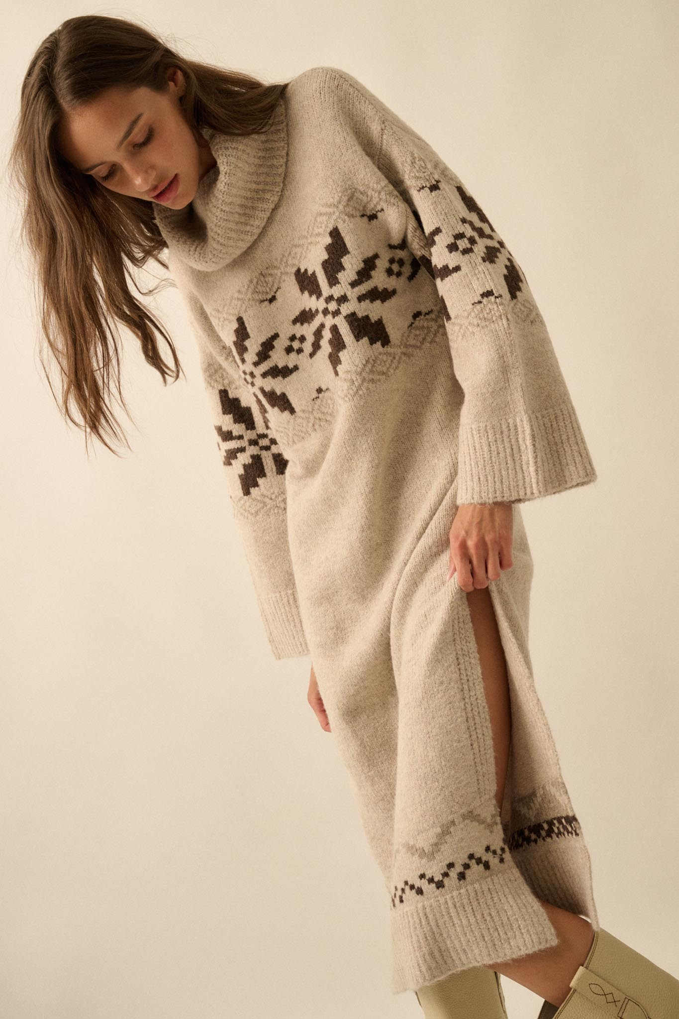 Mountain High Alpine-Knit Midi Sweater Dress - ShopPromesa