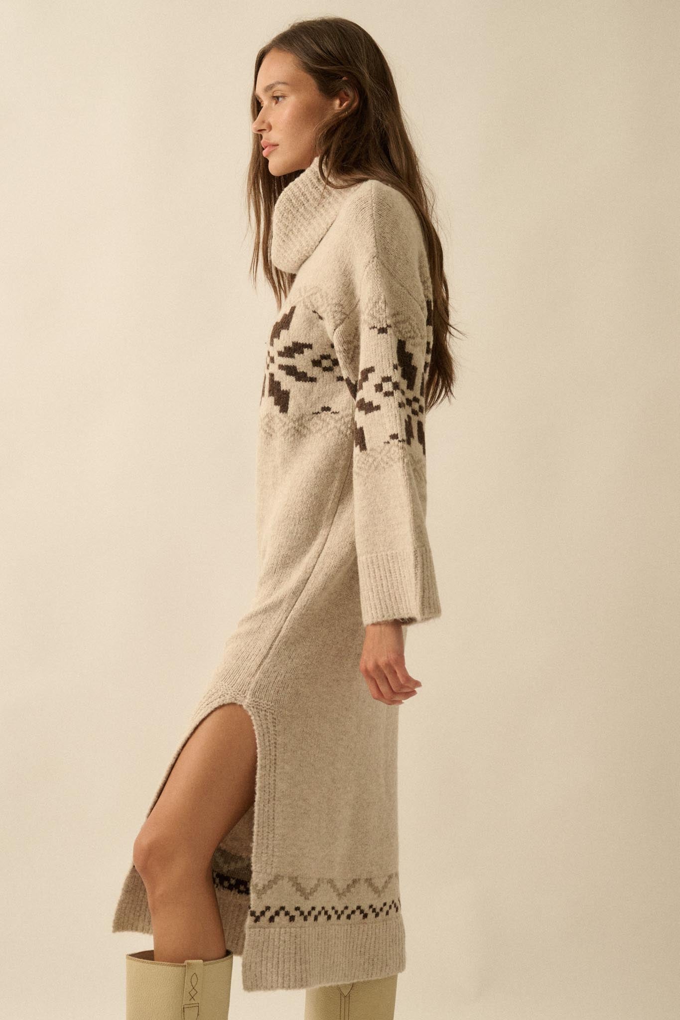 Mountain High Alpine-Knit Midi Sweater Dress - ShopPromesa