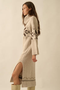 Mountain High Alpine-Knit Midi Sweater Dress - ShopPromesa