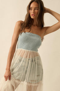 Dancing on Air Denim and Tulle Layering Maxi Dress - ShopPromesa