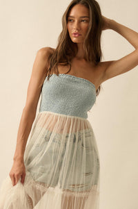 Dancing on Air Denim and Tulle Layering Maxi Dress - ShopPromesa