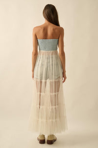 Dancing on Air Denim and Tulle Layering Maxi Dress - ShopPromesa