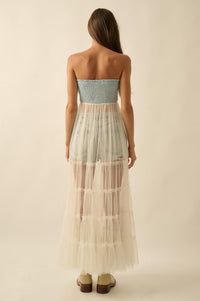 Dancing on Air Denim and Tulle Layering Maxi Dress - ShopPromesa