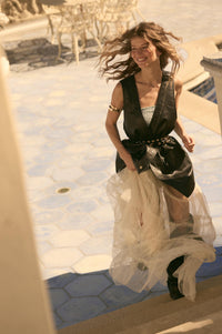 Dancing on Air Denim and Tulle Layering Maxi Dress - ShopPromesa